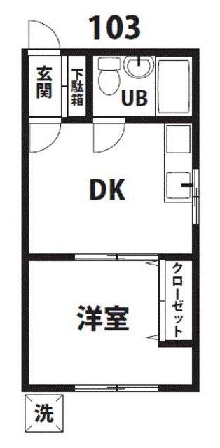 パレスプレジデントII(1DK/1階)の間取り写真