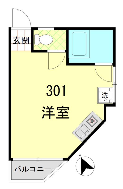峰マンション(ワンルーム/3階)の間取り写真