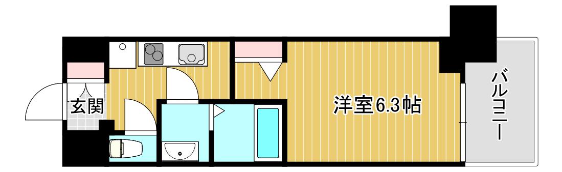 ファーストフィオーレ難波南パークサイド(1K/2階)の間取り写真