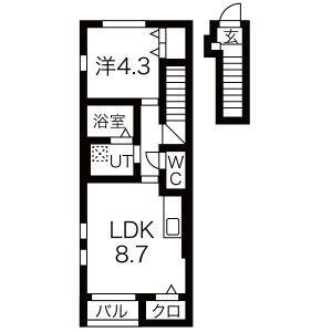 3PLS(1LDK/2階)の間取り写真