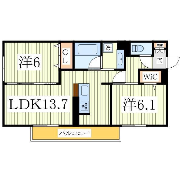 リベラル(2LDK/2階)の間取り写真