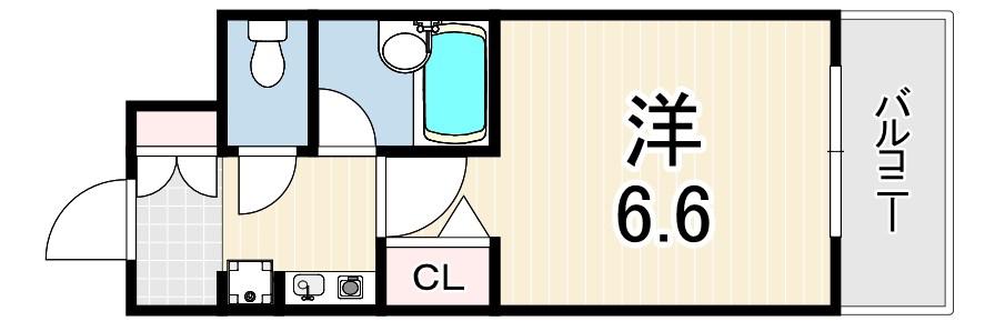 エスリード三宮第3(1K/4階)の間取り写真