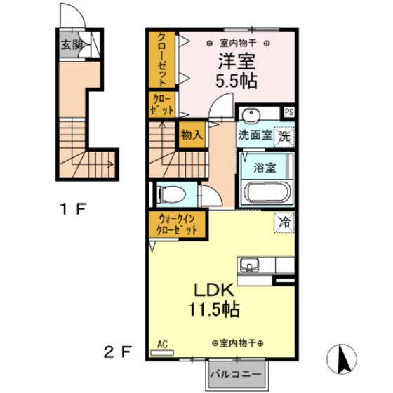 ROYAL西荒屋(1LDK/2階)の間取り写真