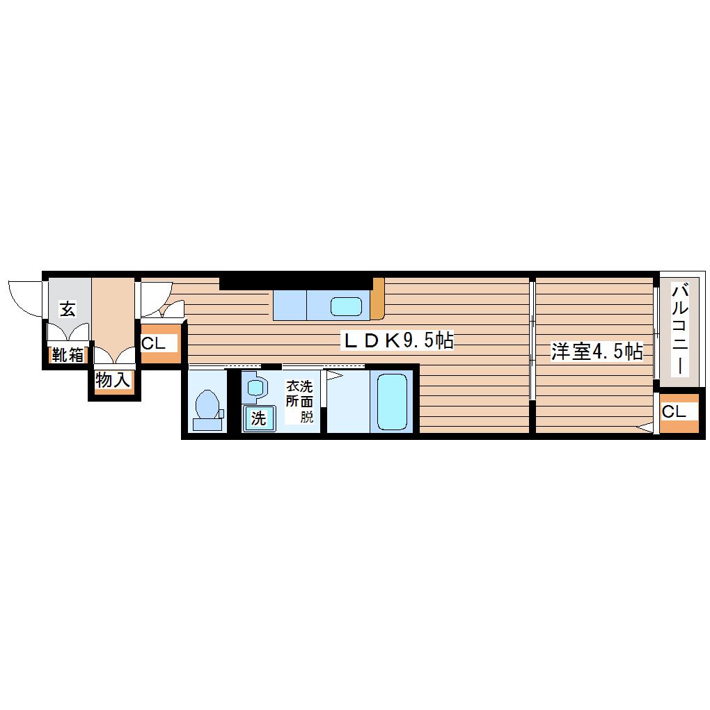 フェリーズ南仙台(1LDK/1階)の間取り写真