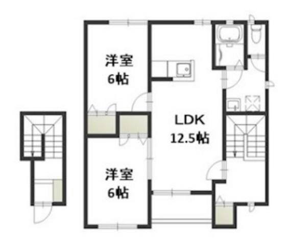 レザン ヴェルジェ B(2LDK/2階)の間取り写真