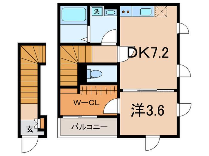 カレントカジマヤ(1DK/1階)の間取り写真
