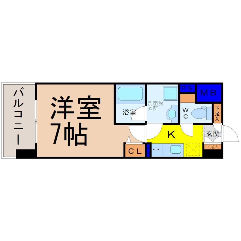 レジデンス東別院スクエア(1K/9階)の間取り写真