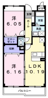 カーサ・プラシード I(2LDK/1階)の間取り写真