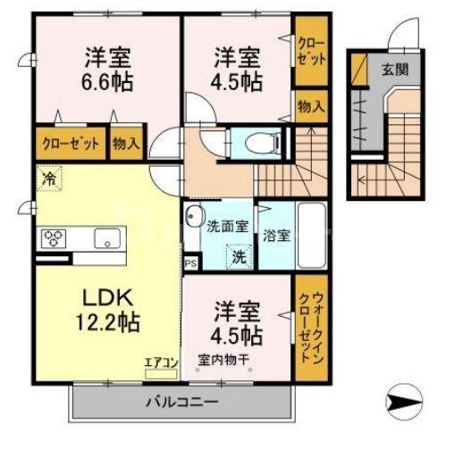 アヴェール(3LDK/2階)の間取り写真