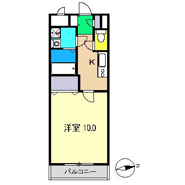 YSフラット(1K/2階)の間取り写真