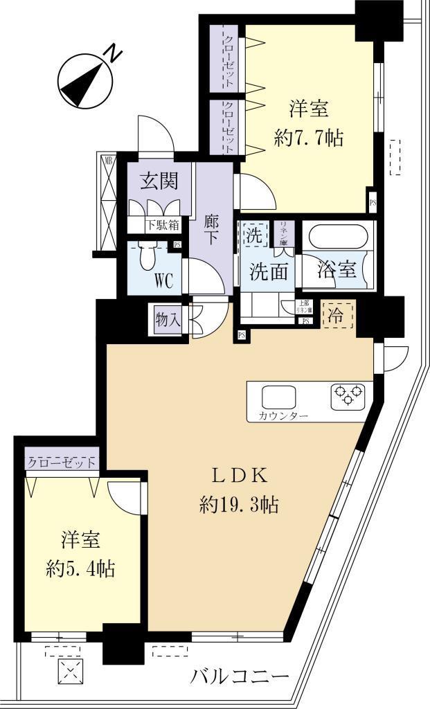 ライオンズタワーみどりのスタイリーナ 1708(2LDK/17階)の間取り写真