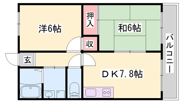 メゾン大半田(2DK/1階)の間取り写真