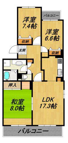 ノヴァ植園(3LDK/1階)の間取り写真