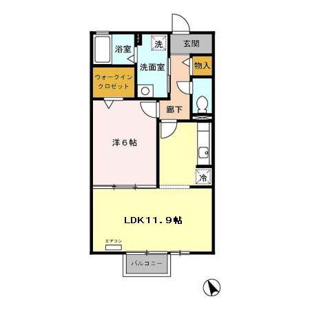 リヴィエールS(1LDK/2階)の間取り写真
