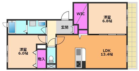 シャーメゾン安満(2LDK/2階)の間取り写真