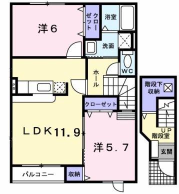 プランドール (2LDK/2階)の間取り写真
