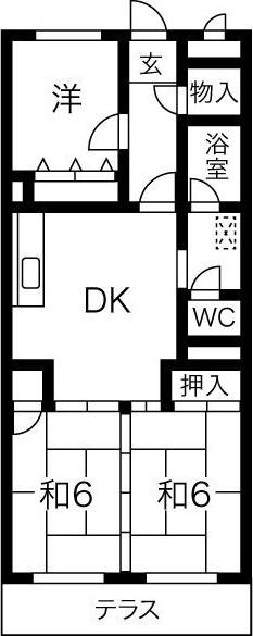 ユーハウス第2ゆたか台 東棟(3DK/4階)の間取り写真