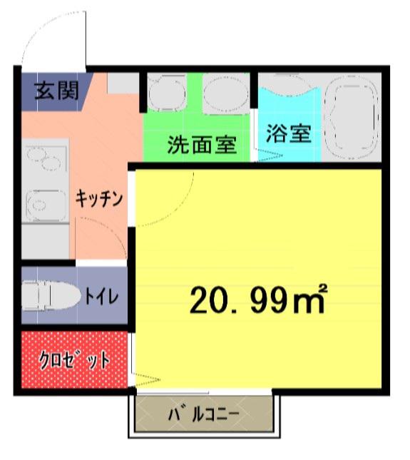 グランデ指扇(1K/1階)の間取り写真