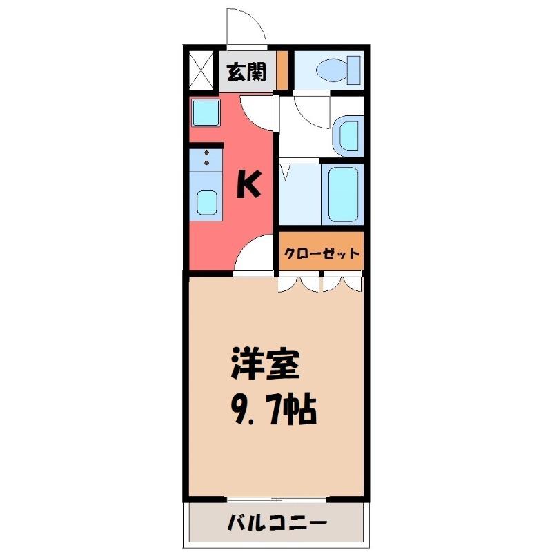 キングスクロス(1K/2階)の間取り写真