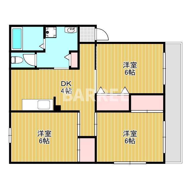 マンション エンジ(3DK/1階)の間取り写真