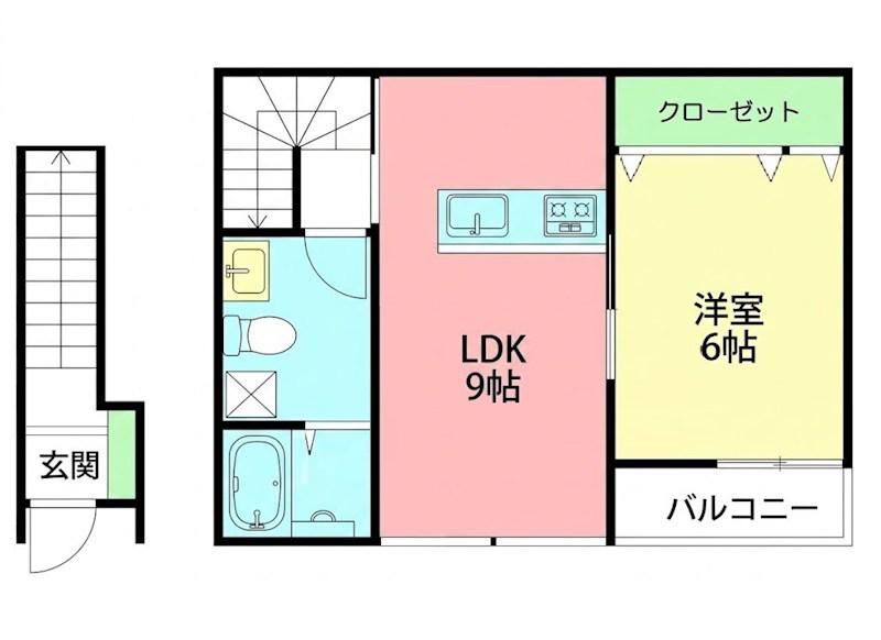 NINOROJI 3号棟(1LDK/2階)の間取り写真