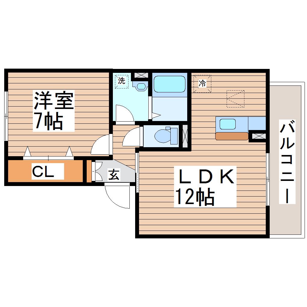 D-ROOM連坊小路(1LDK/2階)の間取り写真
