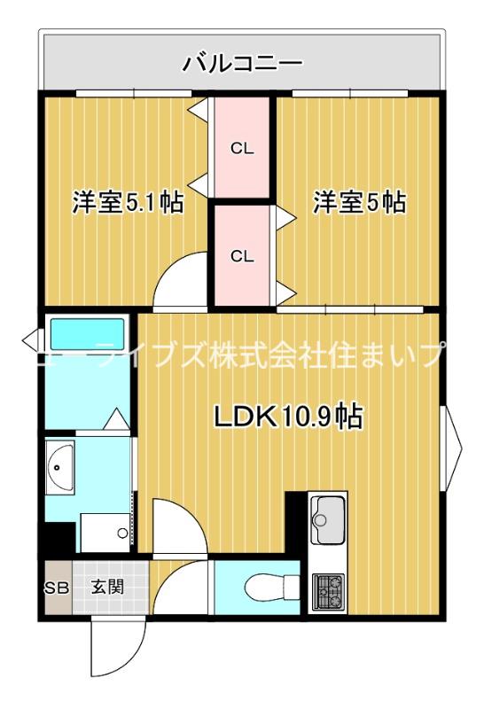クリエオーレ打越町(2LDK/2階)の間取り写真