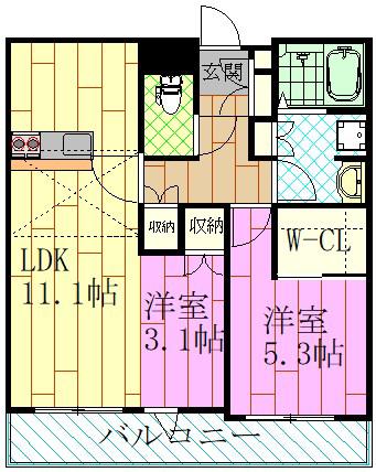 ブランシエスタ浦安(2LDK/7階)の間取り写真