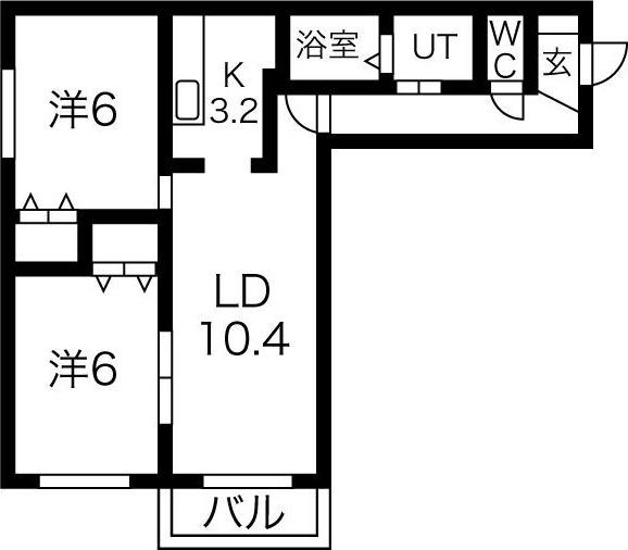 VILLA SUNLIT(2LDK/4階)の間取り写真