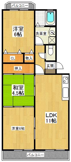 メゾン鹿島II(3LDK/1階)の間取り写真