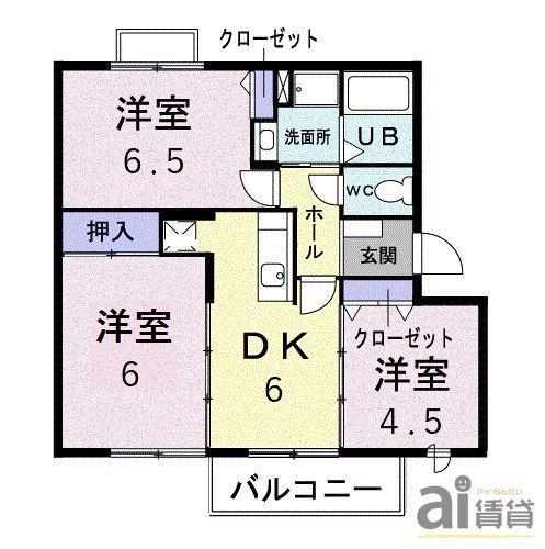 ヴィレッジトミタB棟(3DK/2階)の間取り写真