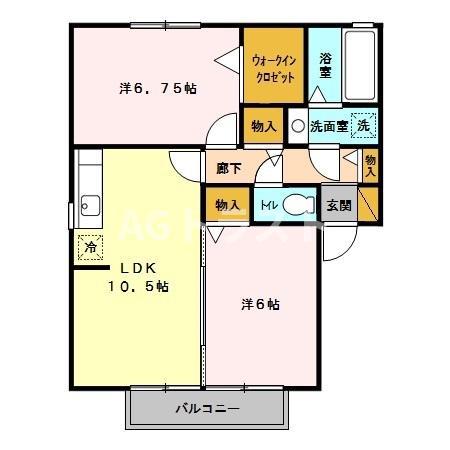 レイヴスペースABC(2LDK/2階)の間取り写真