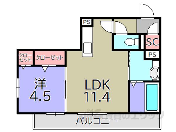 シャルール(1LDK/1階)の間取り写真