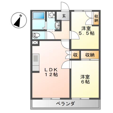 エルコーポ中山(2LDK/1階)の間取り写真