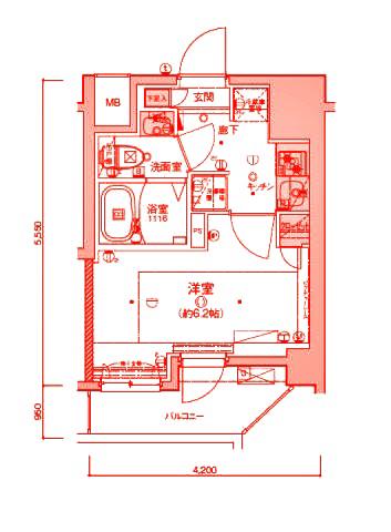 リヴシティ横濱新川町弐番館(1K/6階)の間取り写真