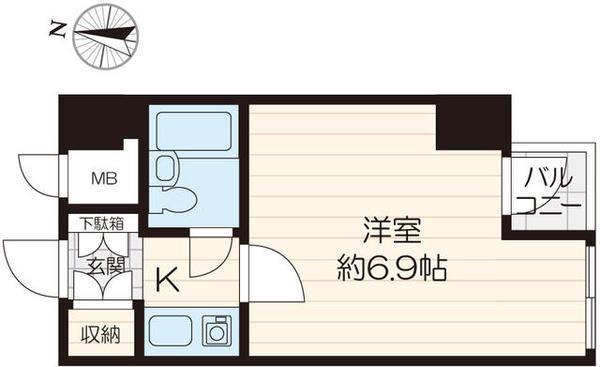 鶴見ハウス(1K/7階)の間取り写真