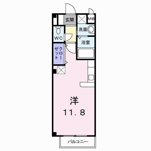 カレント上吉田IC(ワンルーム/1階)の間取り写真