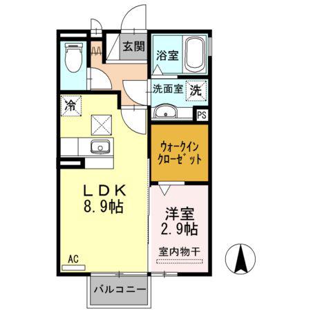 リール琴塚(1LDK/1階)の間取り写真