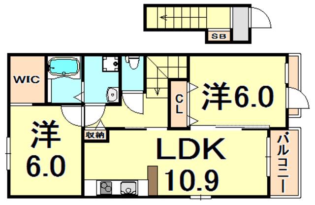 イル フィラート2(2LDK/2階)の間取り写真