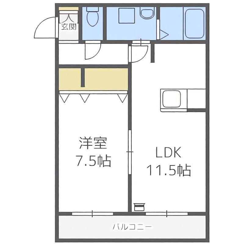 ジュネス山鼻(1LDK/3階)の間取り写真