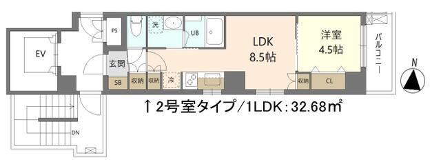 GRAND-MERE横浜大口(1LDK/7階)の間取り写真