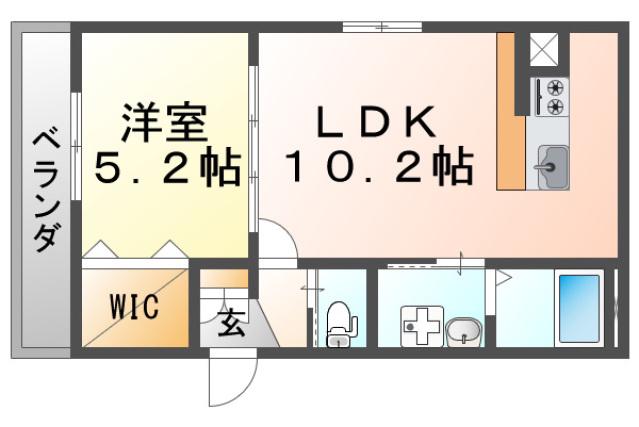 SCALA TOYOTSU(1LDK/2階)の間取り写真