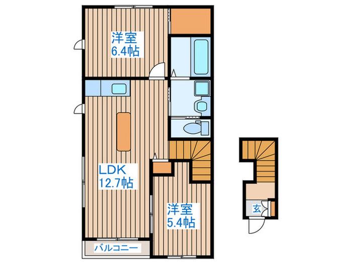 シャルメゾンA(2LDK/2階)の間取り写真