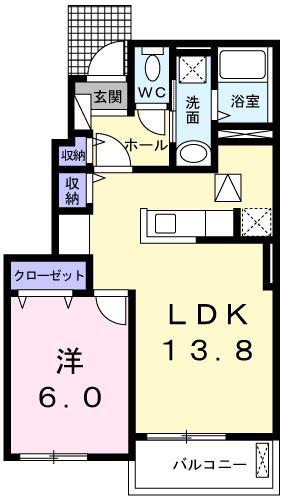 オーベルジーヌ(1LDK/1階)の間取り写真