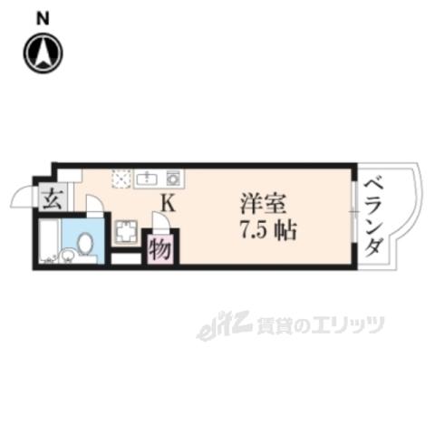 コーストハイツ友湖(ワンルーム/4階)の間取り写真