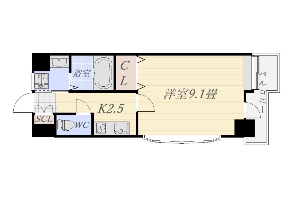 アンソレイユ桂(1K/3階)の間取り写真