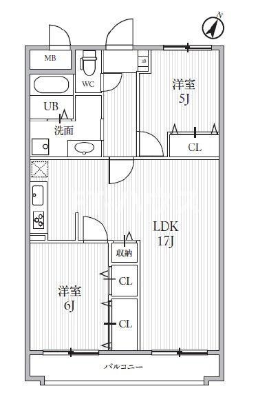 T S GARDEN新検見川III(2LDK/1階)の間取り写真