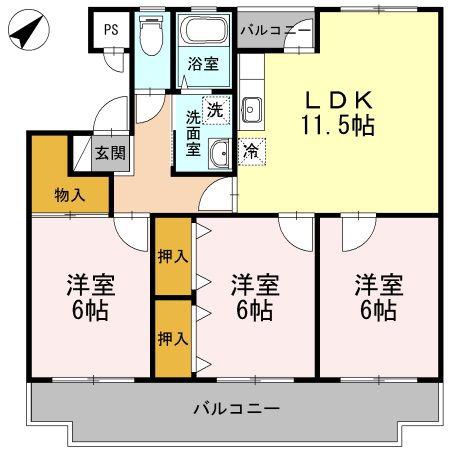 プレジデントタカヤ5(3LDK/1階)の間取り写真