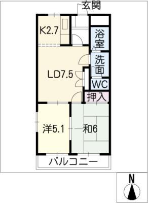 ピュアクリスタル雅(2LDK/1階)の間取り写真