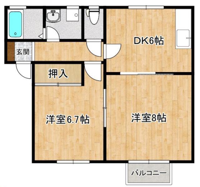 シティーハイツ金子III(2DK/2階)の間取り写真